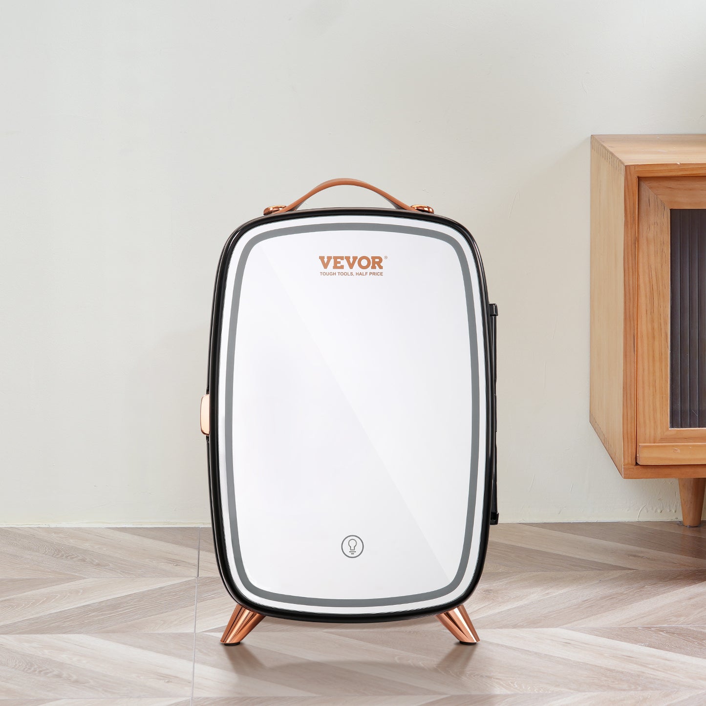 Glow & Go™ Skincare Mini Fridge – LED Mirror Edition (AC/DC Dual Power)