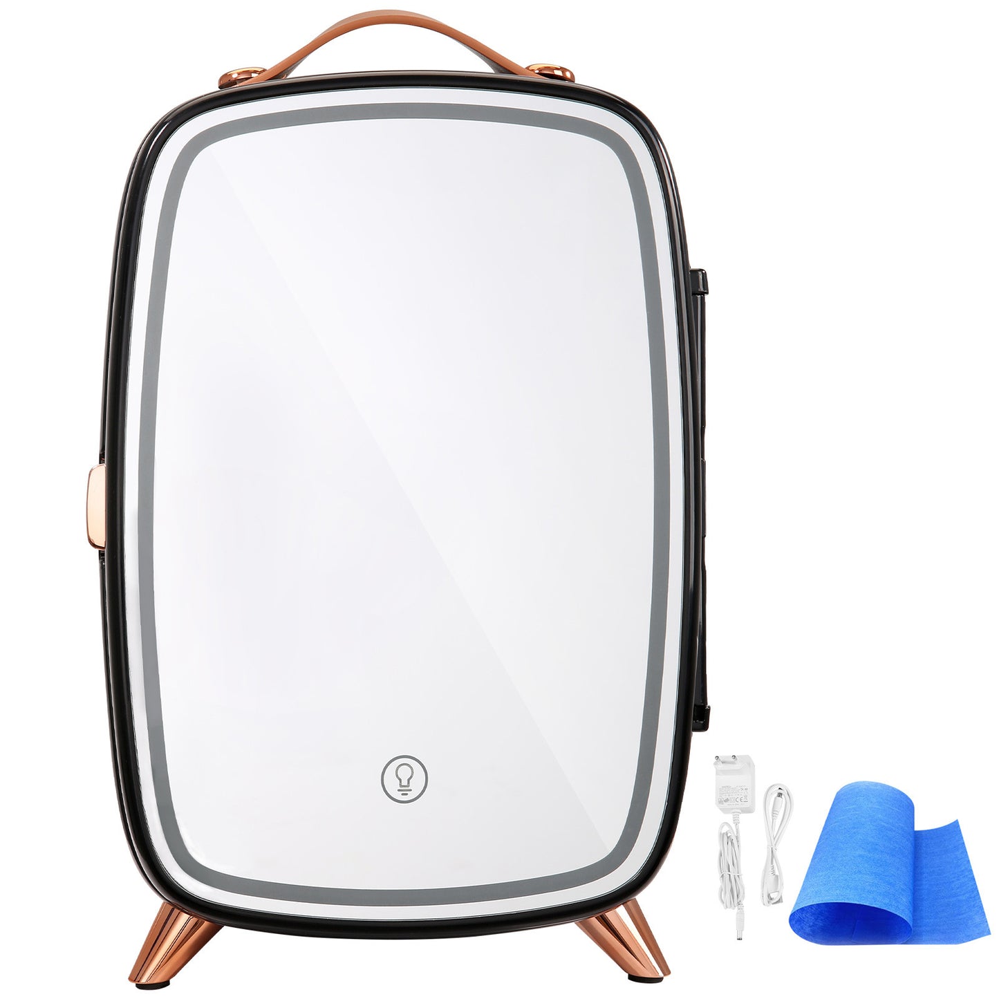 Glow & Go™ Skincare Mini Fridge – LED Mirror Edition (AC/DC Dual Power)