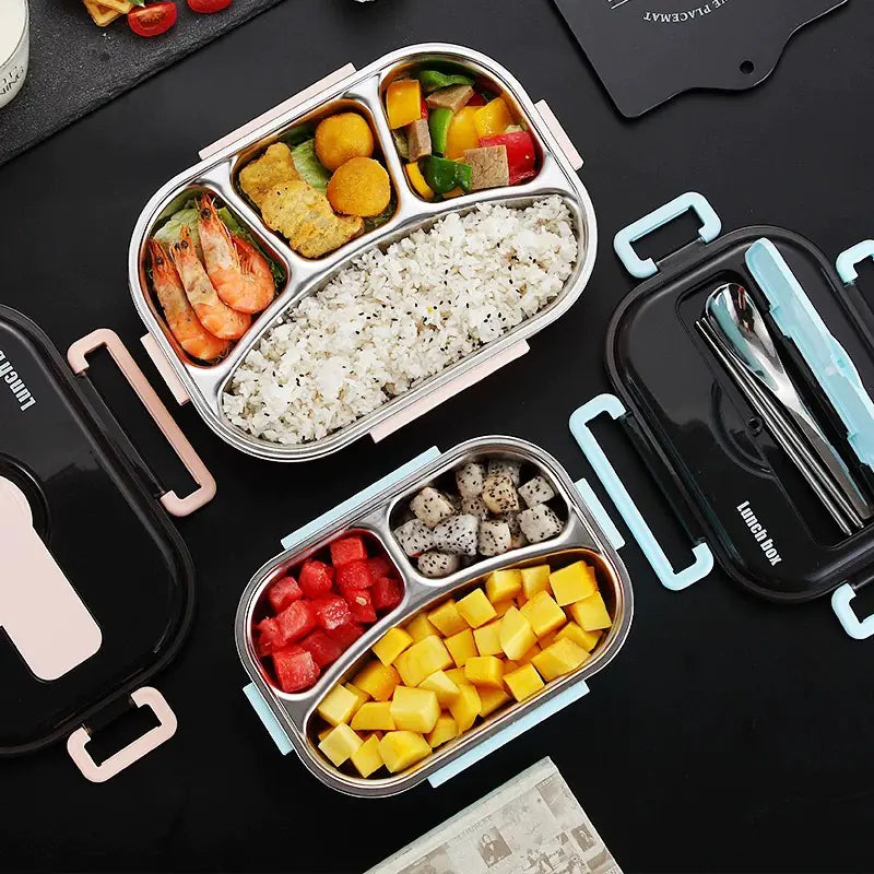 GlowFlex™ 304 Stainless Steel Bento Box – Multi-Compartment Insulated Lunch Box with Phone Stand