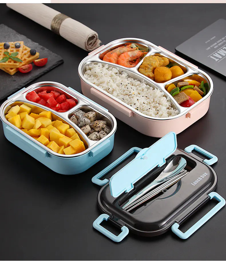 GlowFlex™ 304 Stainless Steel Bento Box – Multi-Compartment Insulated Lunch Box with Phone Stand