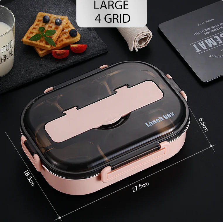 GlowFlex™ 304 Stainless Steel Bento Box – Multi-Compartment Insulated Lunch Box with Phone Stand