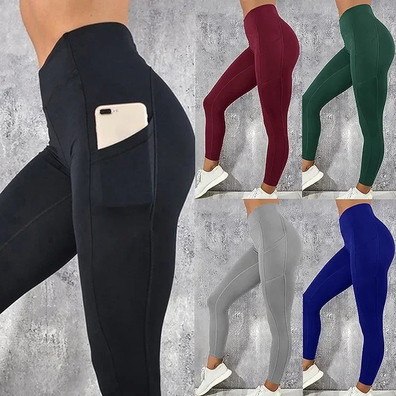 PowerFlex Pocketed Leggings: Plus-Size Sportswear for Women’s Fitness & Yoga