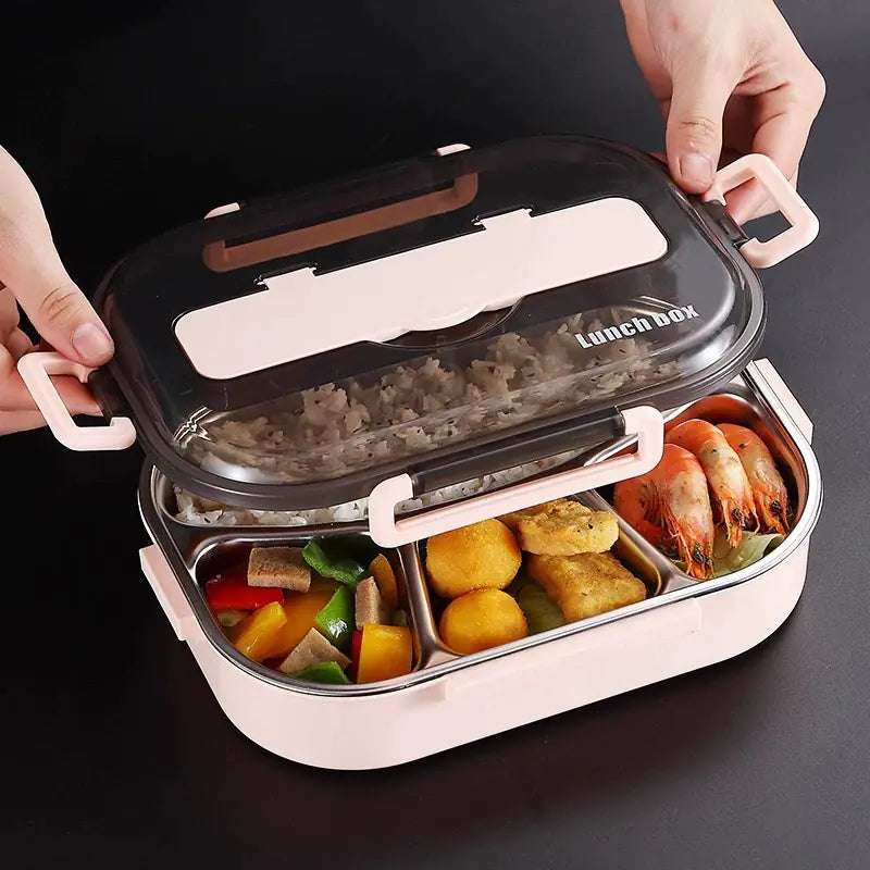 GlowFlex™ 304 Stainless Steel Bento Box – Multi-Compartment Insulated Lunch Box with Phone Stand
