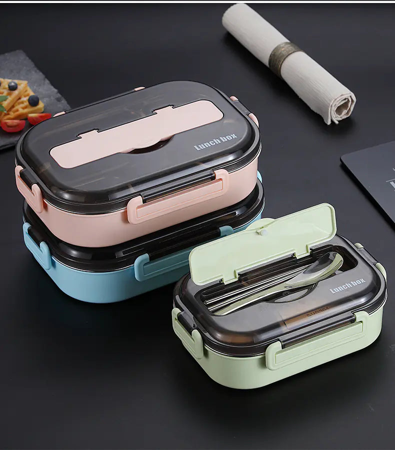 GlowFlex™ 304 Stainless Steel Bento Box – Multi-Compartment Insulated Lunch Box with Phone Stand