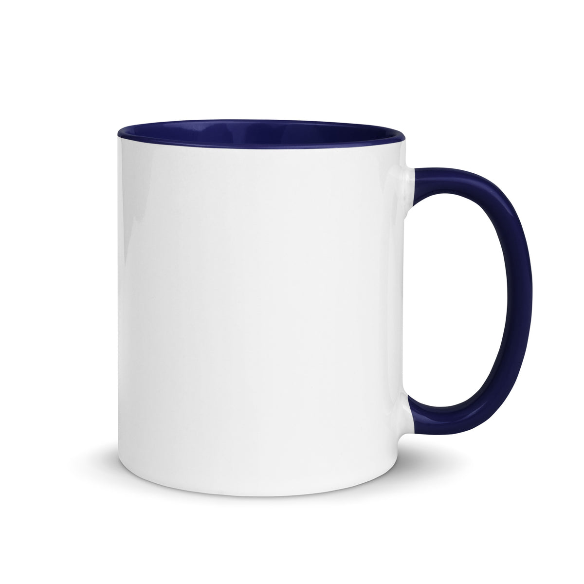 Dark-blue handle and interior side of the My Executive Assistant Is Also Me 11 oz mug.